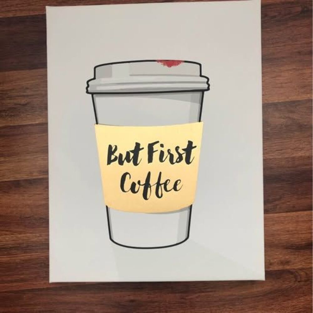 Canvas Wall Art But First Coffee Sign Hanging kitchen office bar